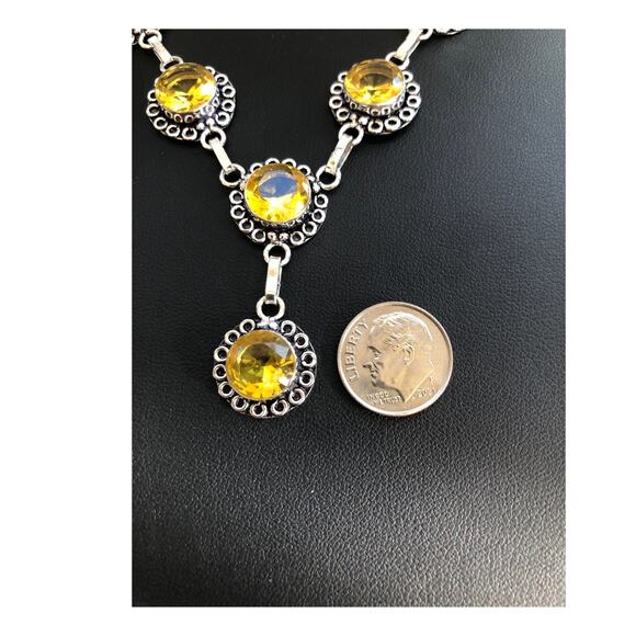 925 Sterling Faceted Citrine Necklace 20" - Picture 4 of 6